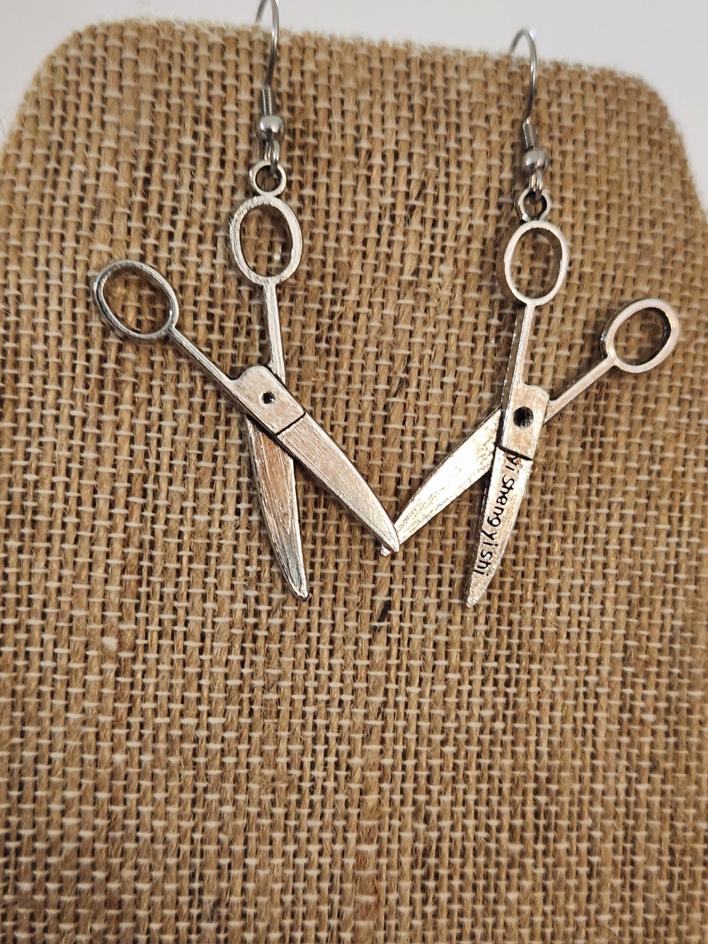 Hand Crafted Silver Scissor Dangle Earrings